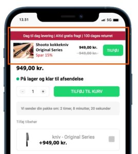 Mock up designforslag eksempel konverteringsoptimering